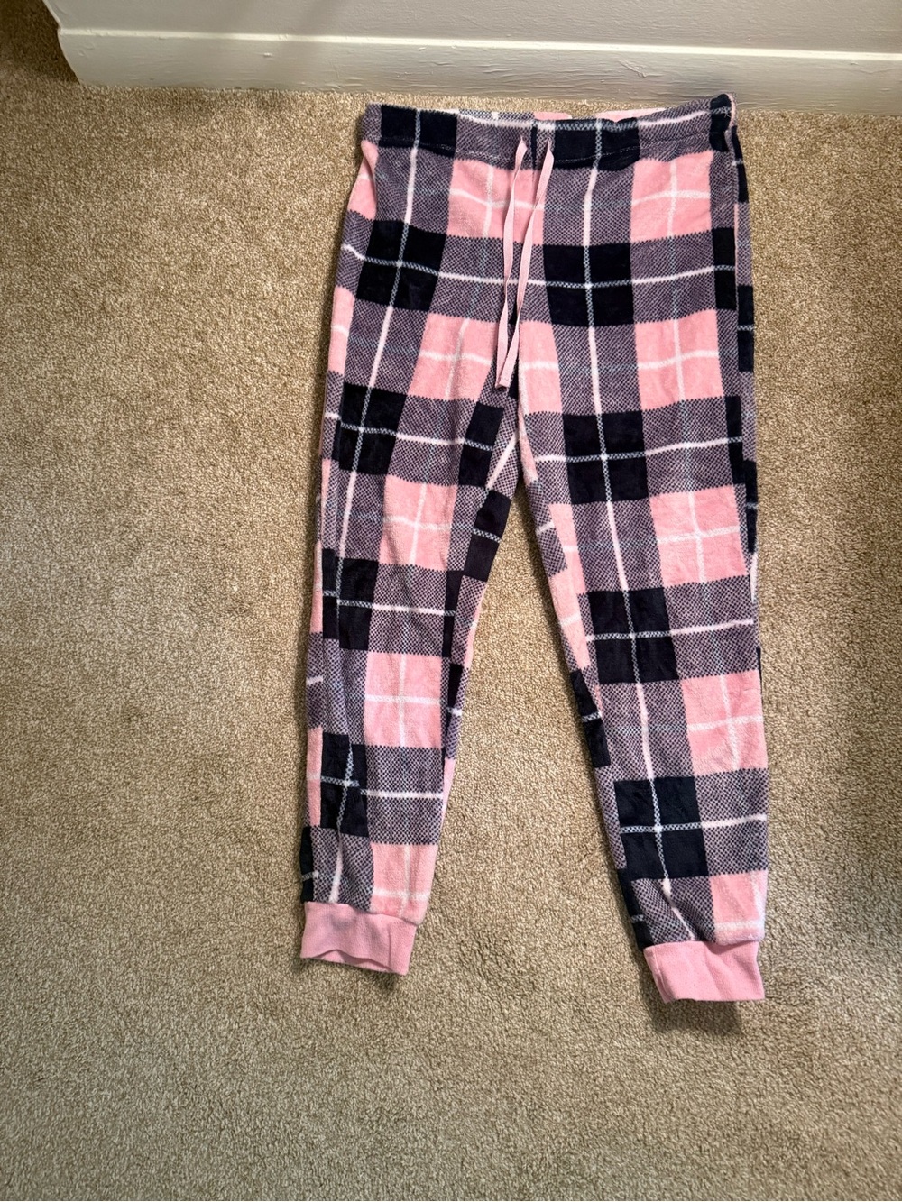 Cozy Pink Plaid Women's Pajama Joggers